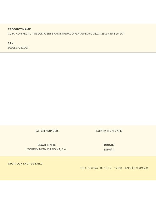 Cubo con pedal jive con cierre amortiguado plata/negro 33,2 x 25,2 x 45,8 cm 20 l