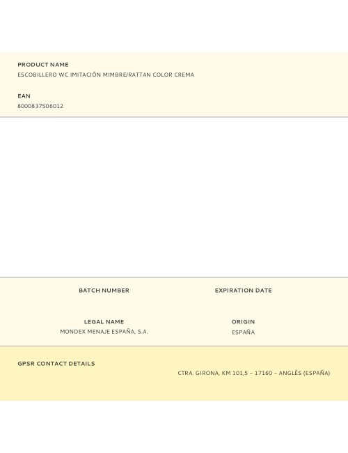 Escobillero wc imitación mimbre/rattan color crema