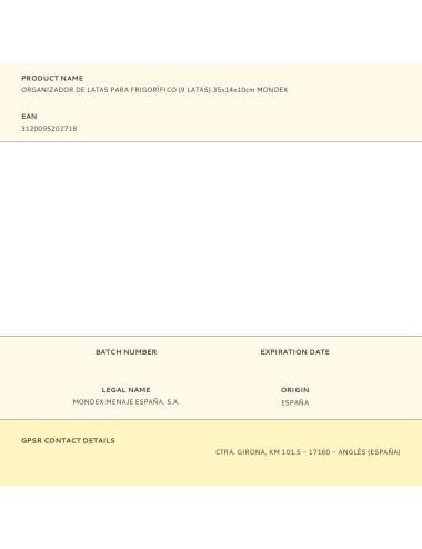 Organizador para frigorífico de 9 latas 35 x 14 x 10 cm