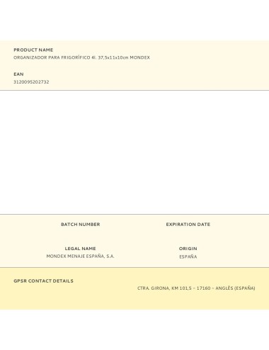 Organizador para frigorífico 4 l 37,5 x 11,0 x 10 cm