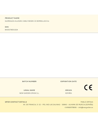 Guirnalda allegra cable negra 10 bombillas 8 m