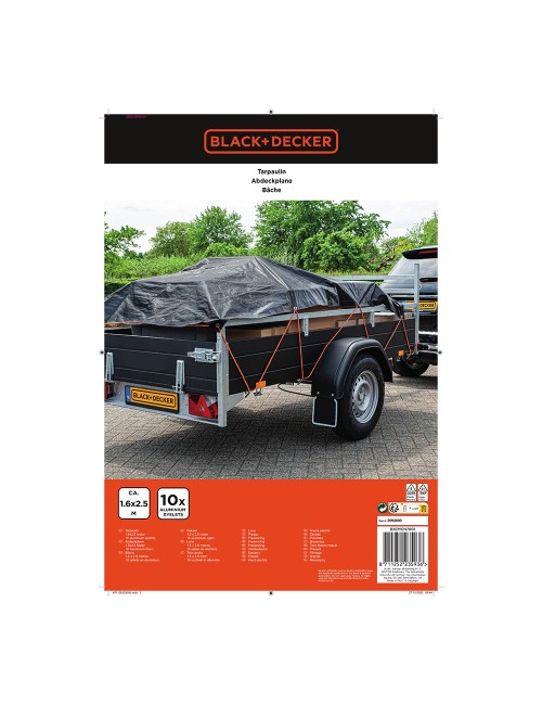 Lona negra para remolque, medidas: 1,6x2,5m. black+decker