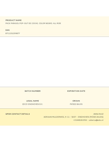 Pack parasol pop-out de coche, color negro. all ride