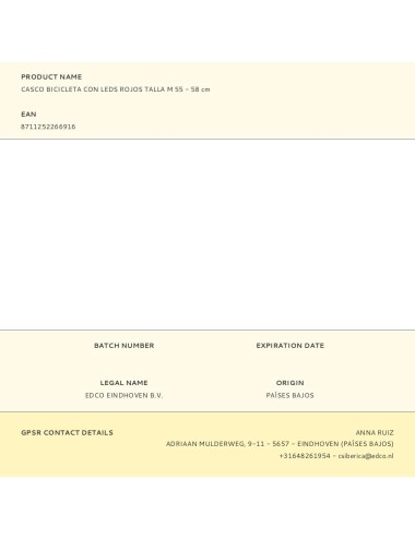 Casco bicicleta con leds rojos talla m 55 - 58 cm