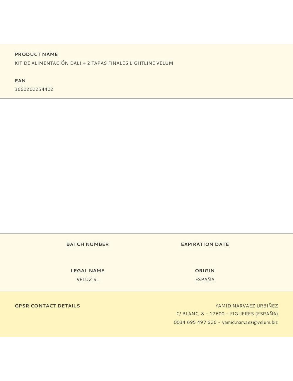 Kit de alimentación dali + 2 tapas finales lightline velum