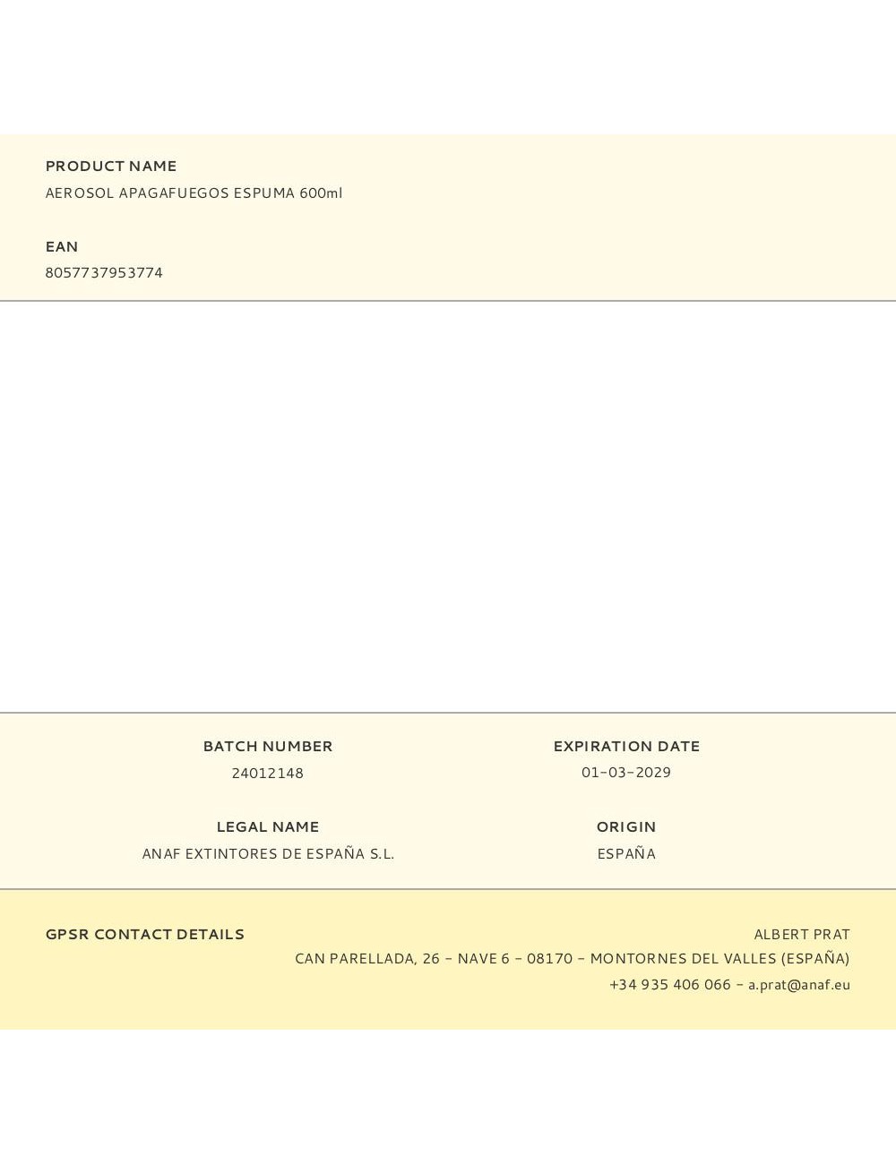 Aerosol apagafuegos espuma 600ml