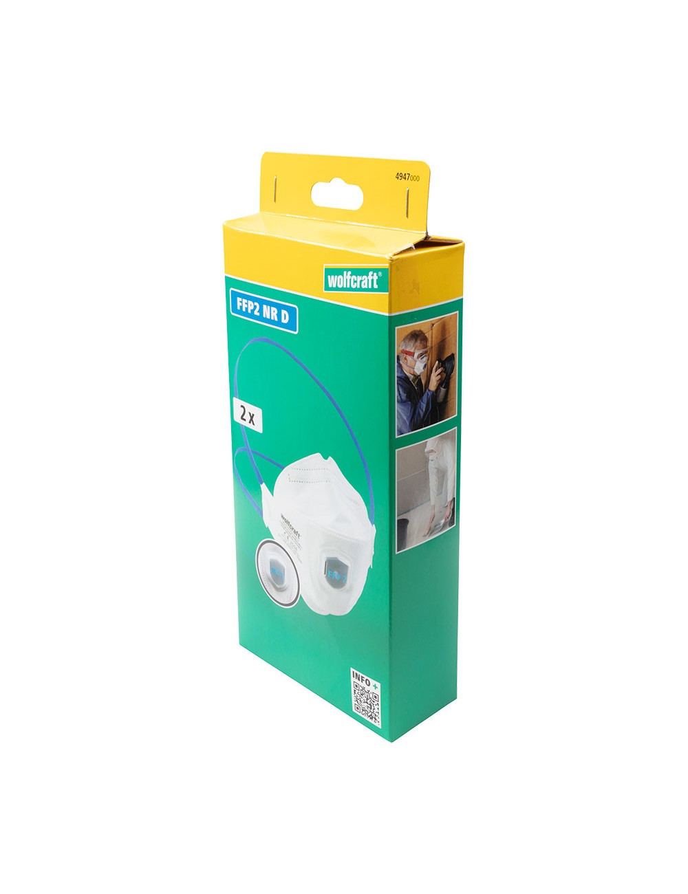 Pack 2 mascaras antipolvo ffp2 nr d con valvula respiracion y filtro 4947000 wolfcraft