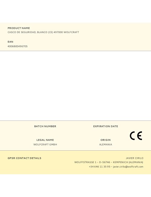 Casco de seguridad, blanco (ce) 497000 wolfcraft