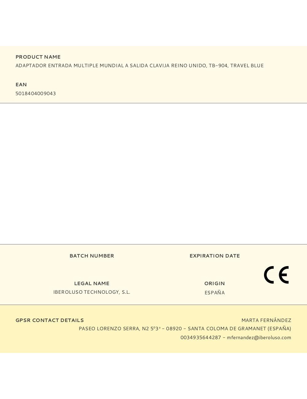 Adaptador entrada multiple mundial a salida clavija reino unido, tb-904, travel blue