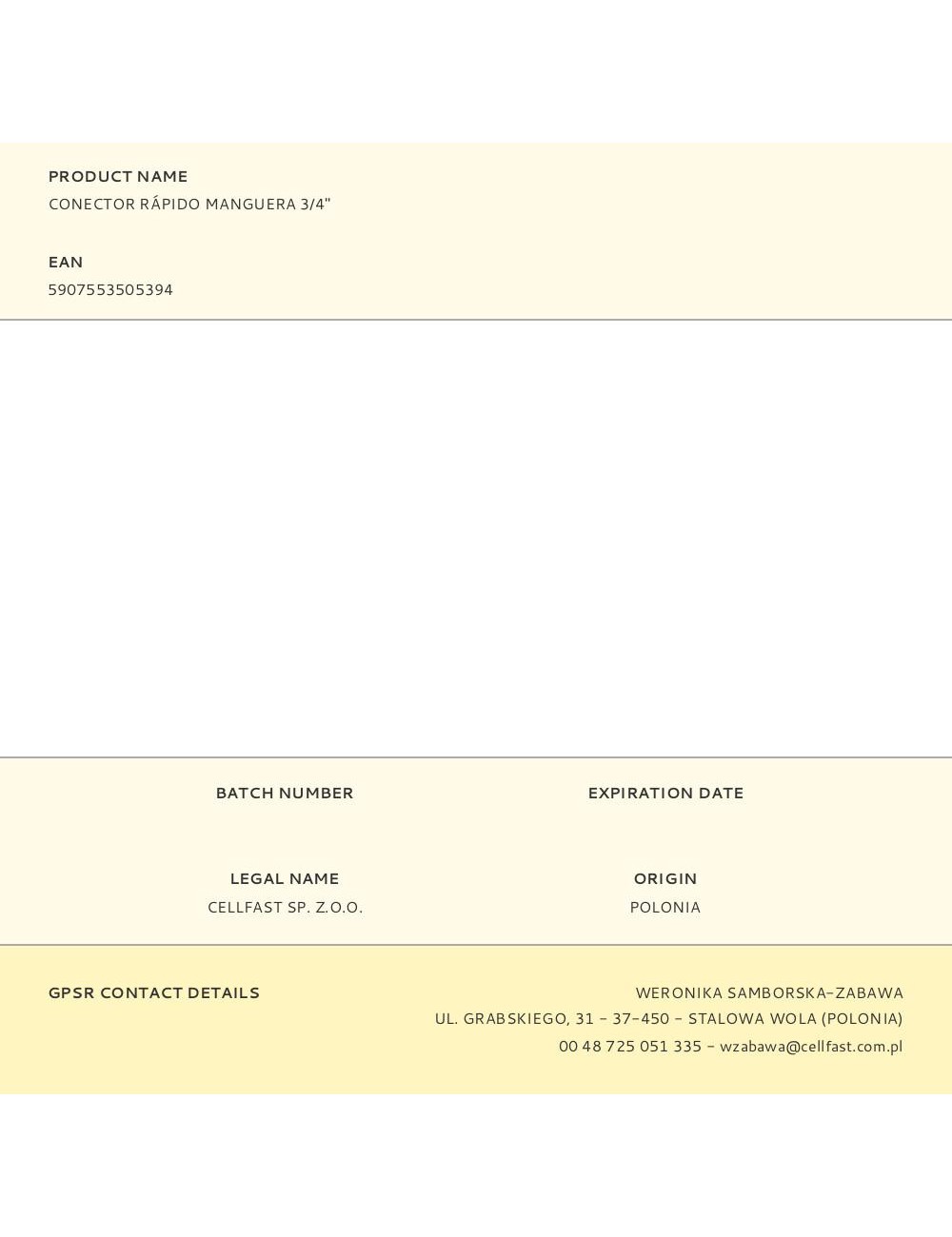 Conector rápido manguera 3/4"