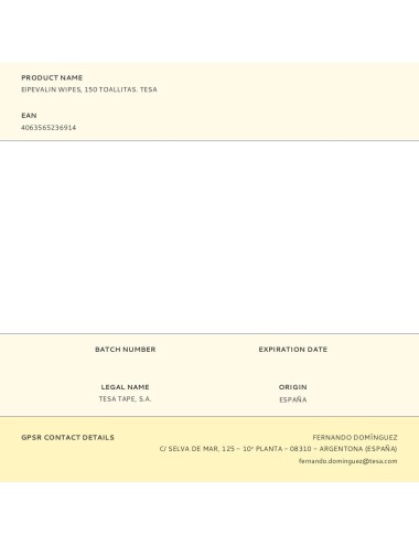 Elpevalin wipes, 150 toallitas. tesa