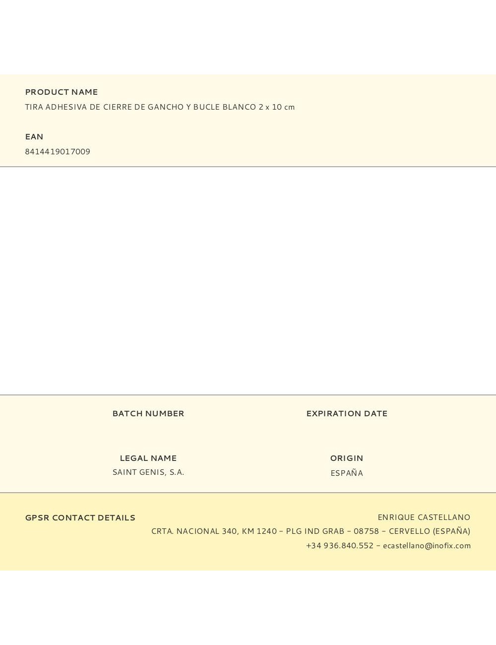 Tira adhesiva de cierre de gancho y bucle blanco 2 x 10 cm