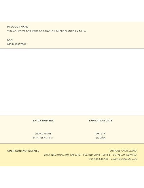 Tira adhesiva de cierre de gancho y bucle blanco 2 x 10 cm