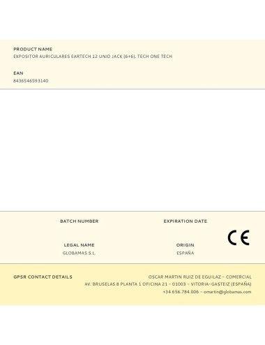 Expositor auriculares eartech 12 unid jack (6+6). tech one tech