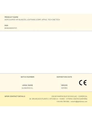 Auriculares hip blancos, lightning (comp. apple). tech one tech