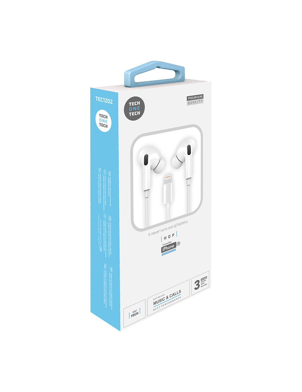 Auriculares hop blancos, lightning (comp. apple). tech one tech