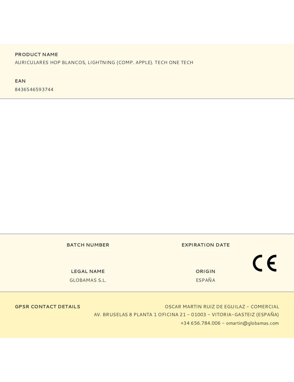 Auriculares hop blancos, lightning (comp. apple). tech one tech