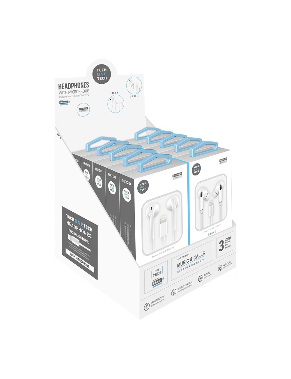 Expositor auriculares eartech 10unid hop, comp.apple tech one tech