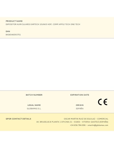 Expositor auriculares eartech 10unid hop, comp.apple tech one tech