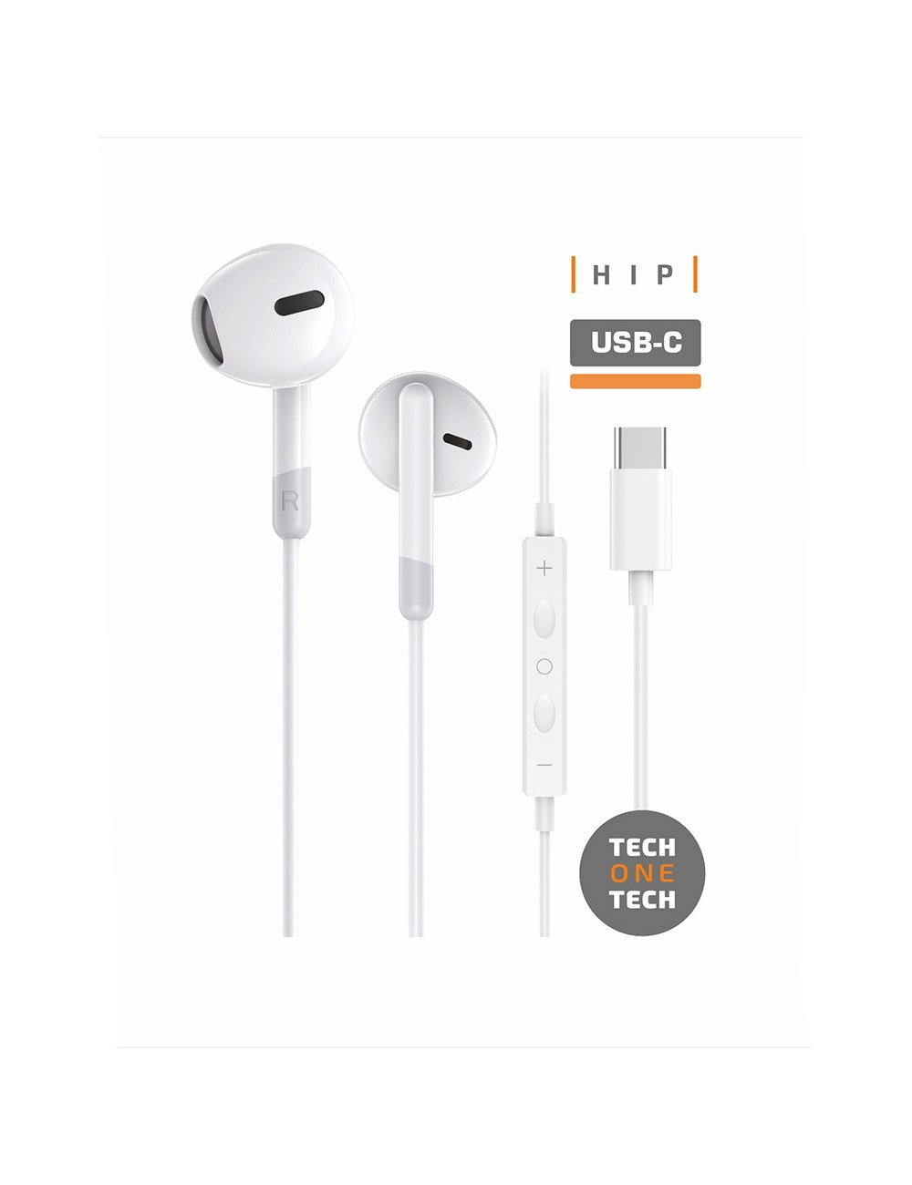 Auriculares hip blancos, con usb-c. tech one tech