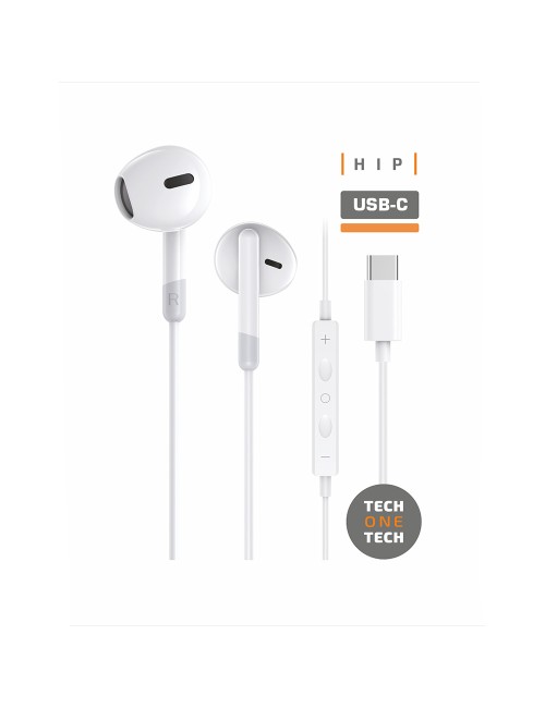 Auriculares hip blancos, con usb-c. tech one tech