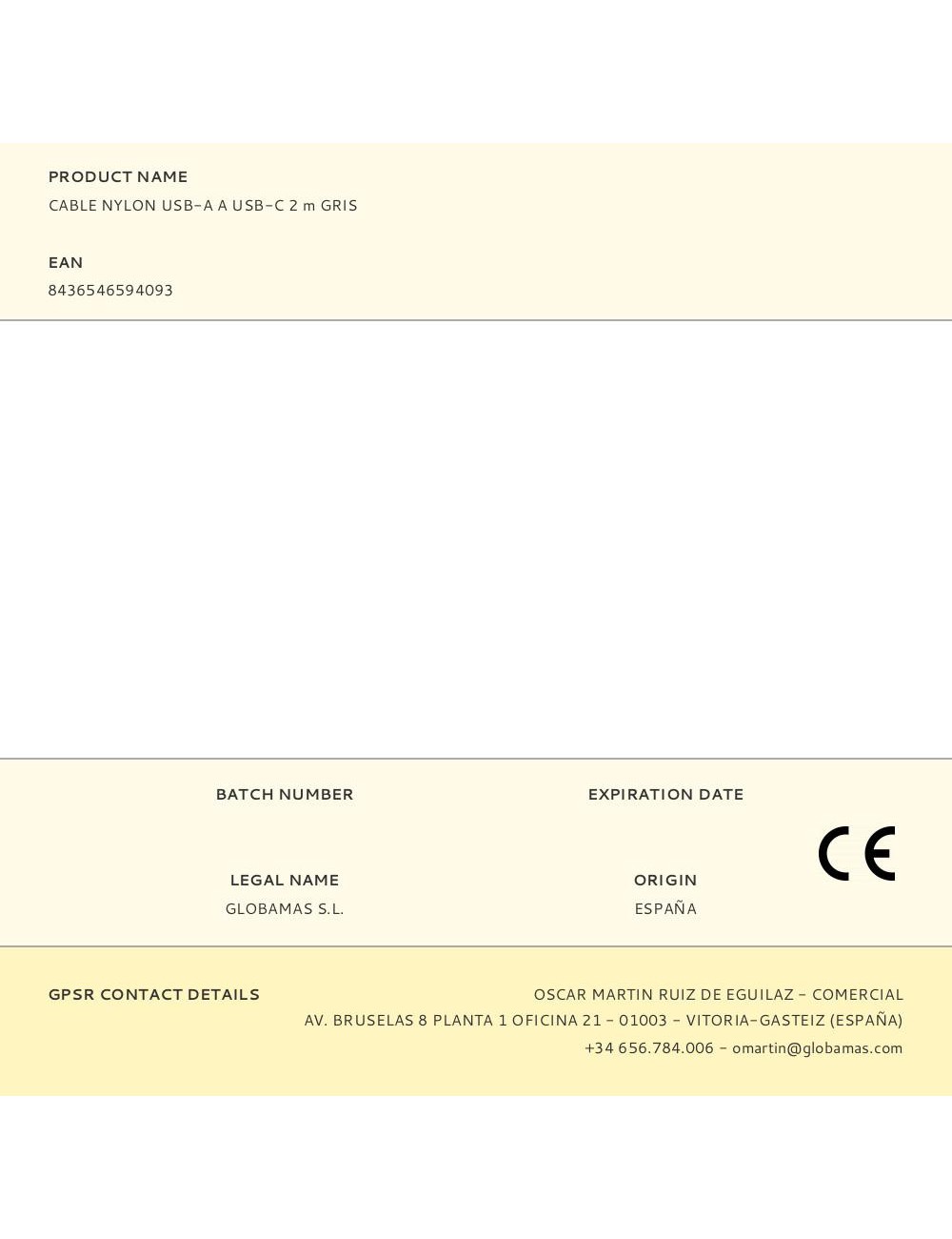 Cable nylon usb-a a usb-c 2 m gris