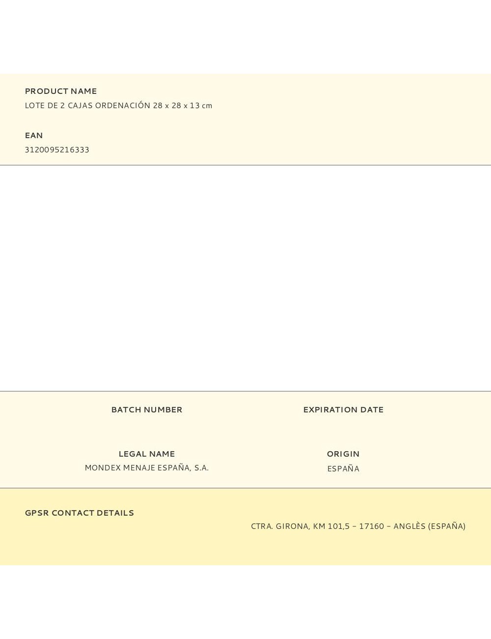 Lote de 2 cajas ordenación 28 x 28 x 13 cm