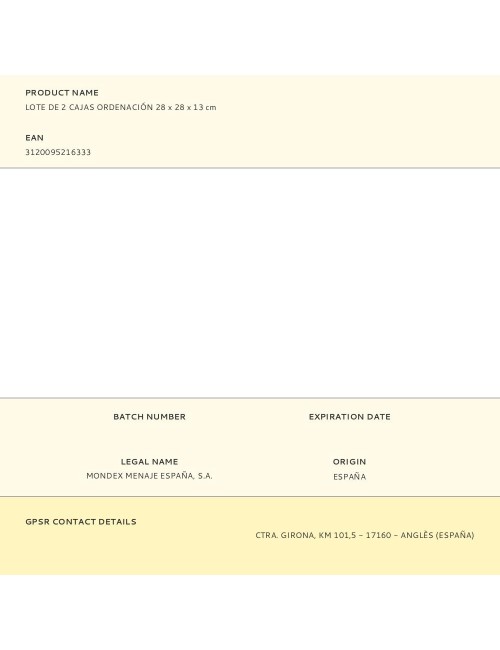 Lote de 2 cajas ordenación 28 x 28 x 13 cm