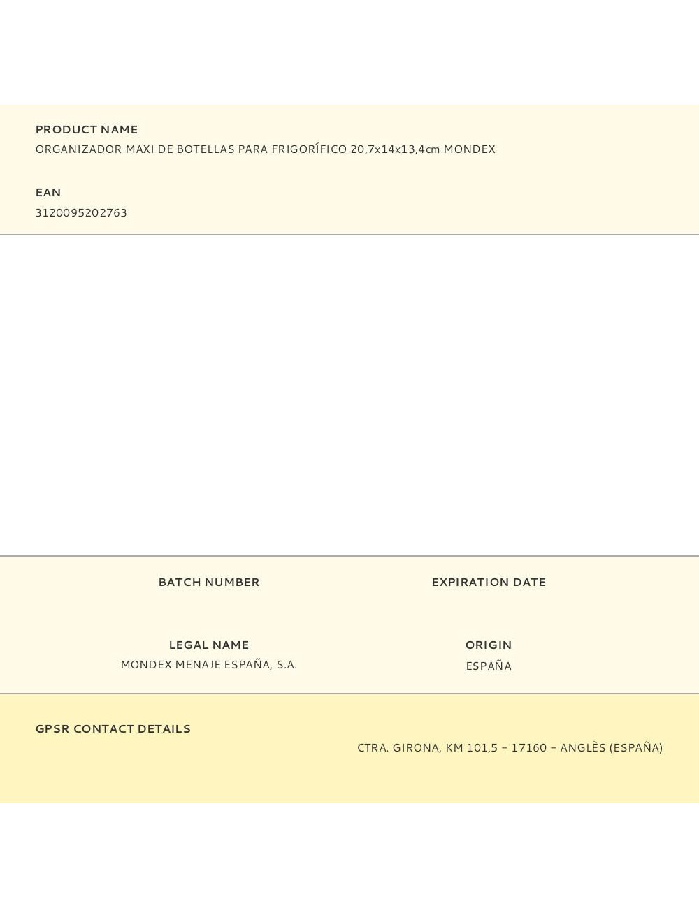 Organizador para frigorífico maxi de botellas 20,7 x 14 x 13,4 cm