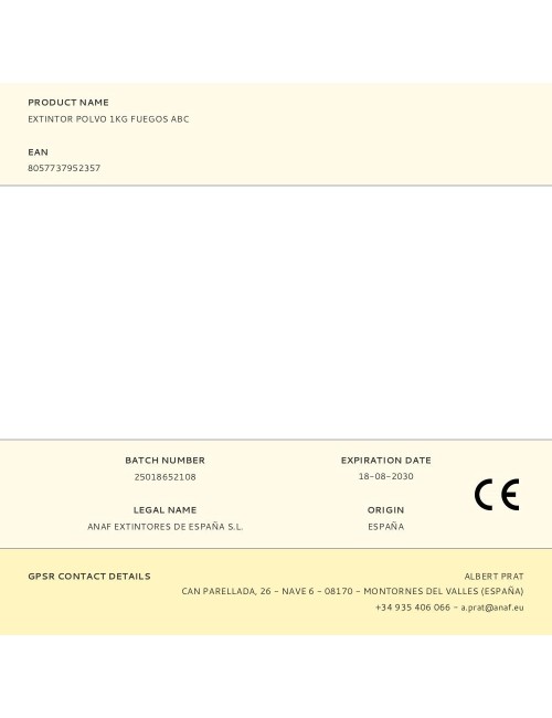 Extintor polvo 1kg fuegos abc