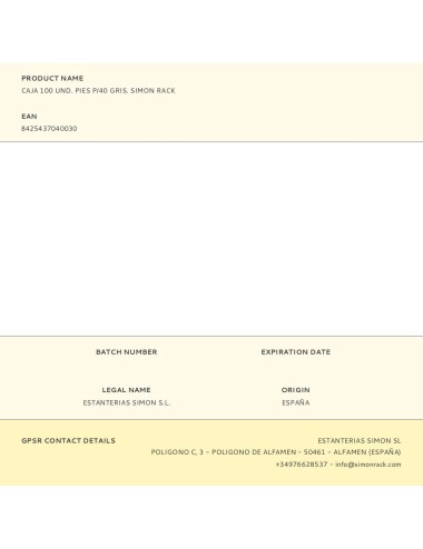 Caja 100 und. pies p/40 gris. simon rack