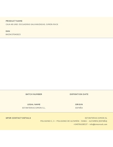 Caja 48 und. escuadras galvanizadas. simon rack