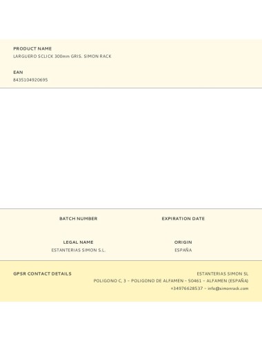 Larguero sclick 300mm gris. simon rack