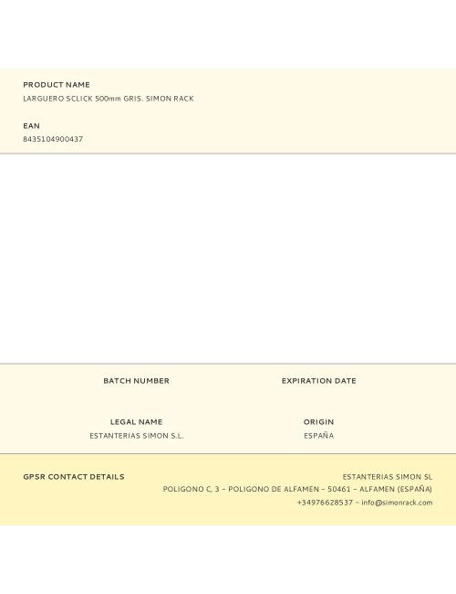 Larguero sclick 500mm gris. simon rack