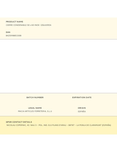 Cierre condenable 50 x 60 inox izquierda