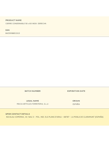 Cierre condenable 50 x 60 inox derecha