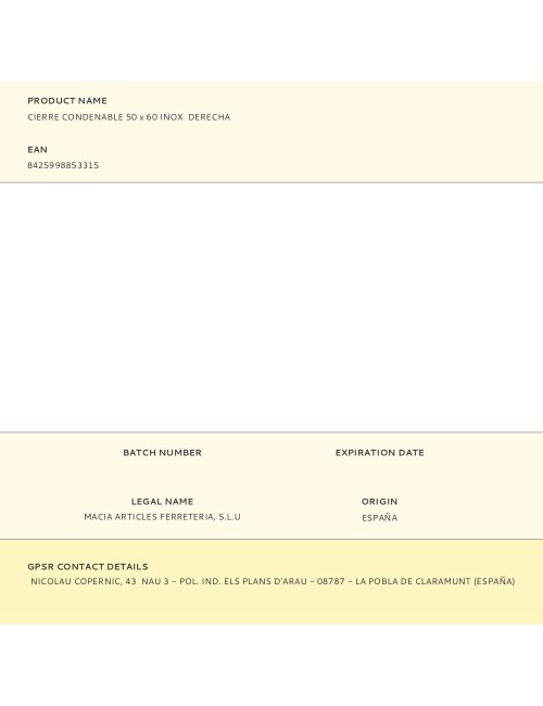 Cierre condenable 50 x 60 inox derecha