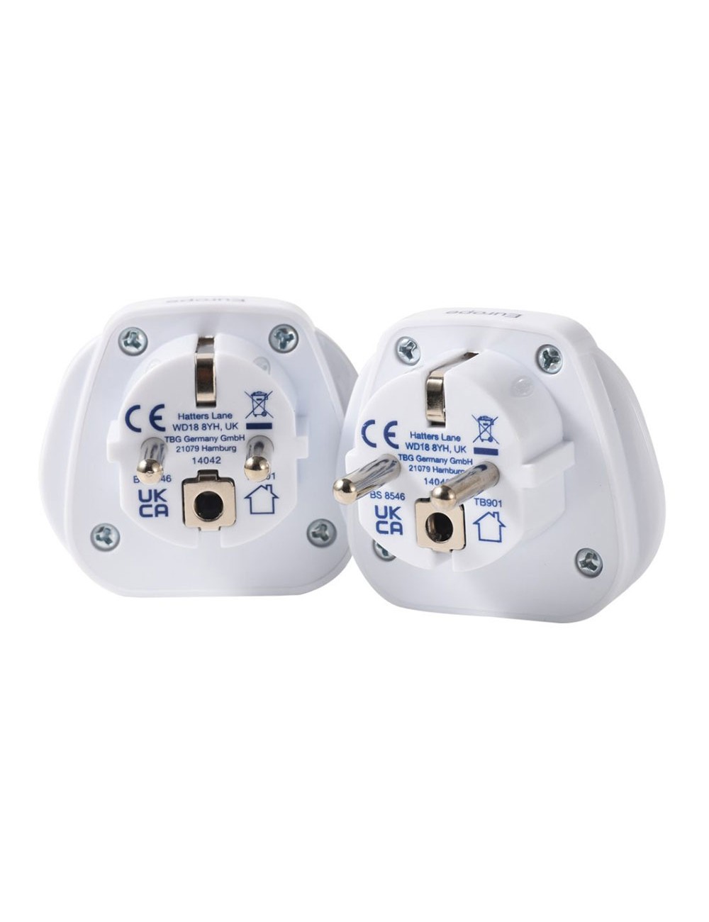 Pack de 2 adaptadores entrada multiple mundial a salida clavija europa, tb-902, travel blue