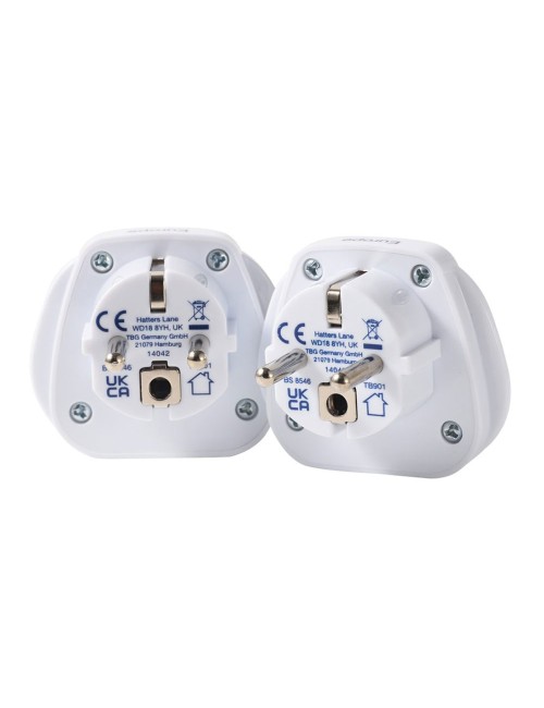 Pack de 2 adaptadores entrada multiple mundial a salida clavija europa, tb-902, travel blue