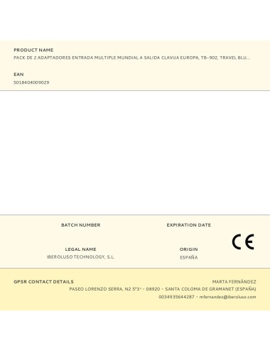 Pack de 2 adaptadores entrada multiple mundial a salida clavija europa, tb-902, travel blue