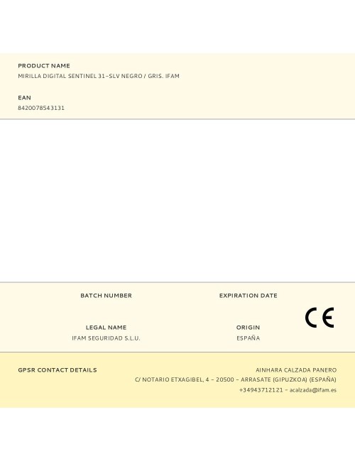Mirilla digital sentinel 31-slv negro / gris. ifam