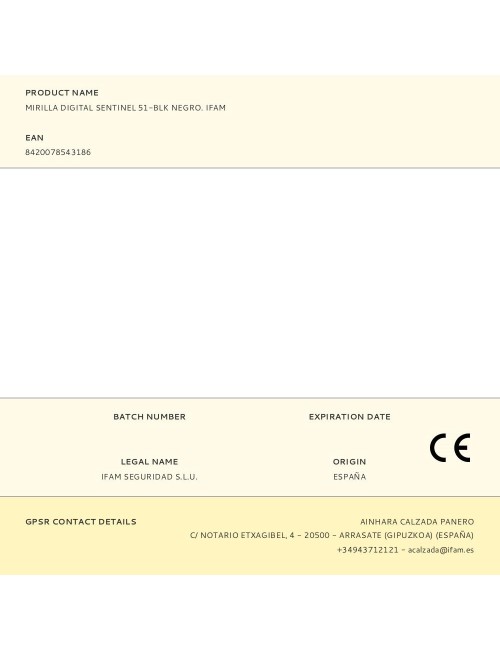 Mirilla digital sentinel 51-blk negro. ifam