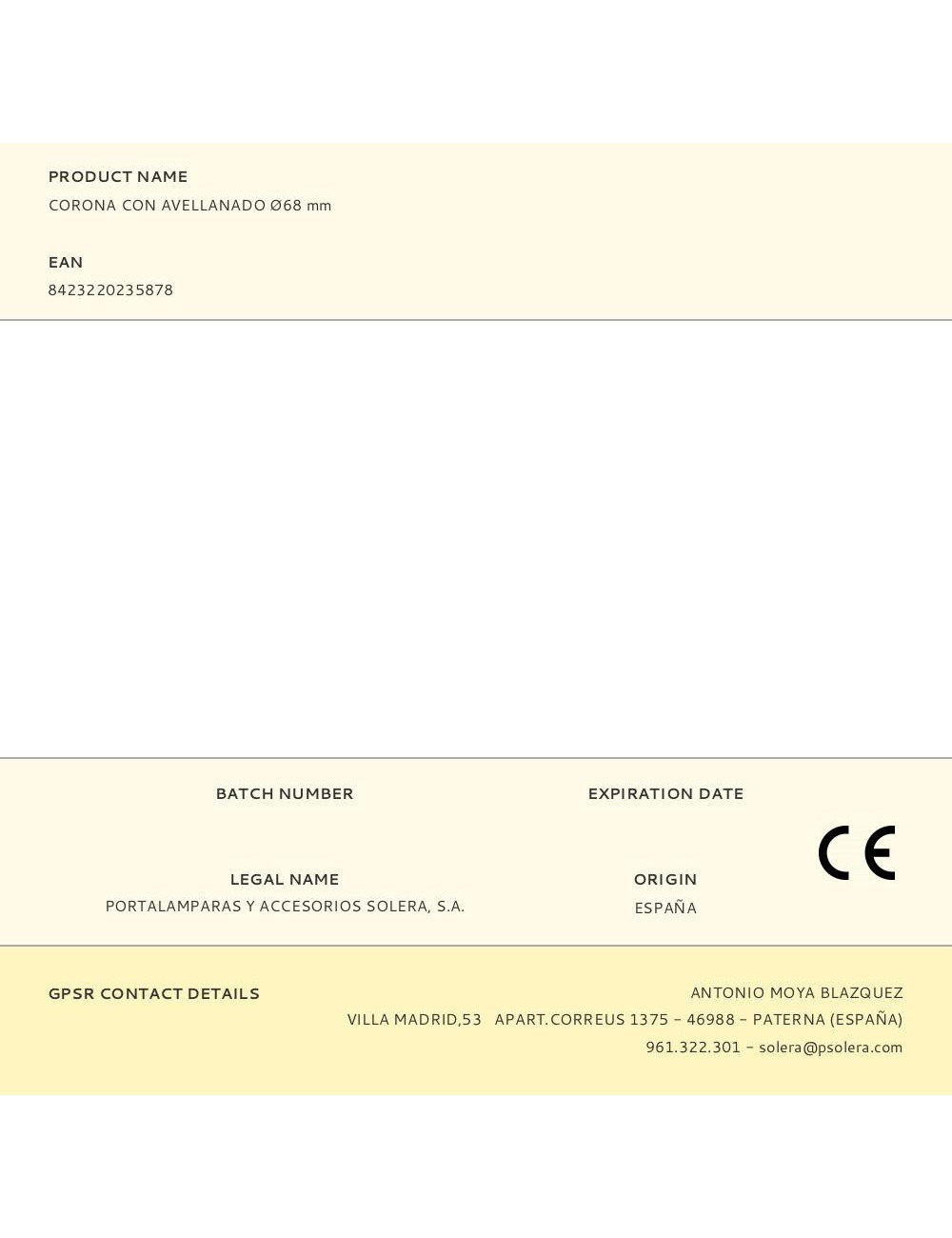 Corona con avellanado ø68 mm