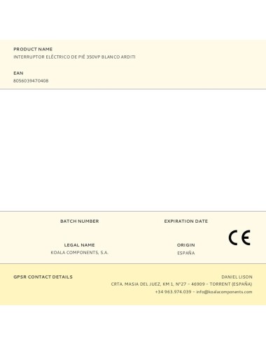 Interruptor eléctrico de pié 350vp blanco arditi