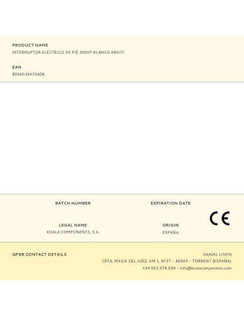 Interruptor eléctrico de pié 350vp blanco arditi