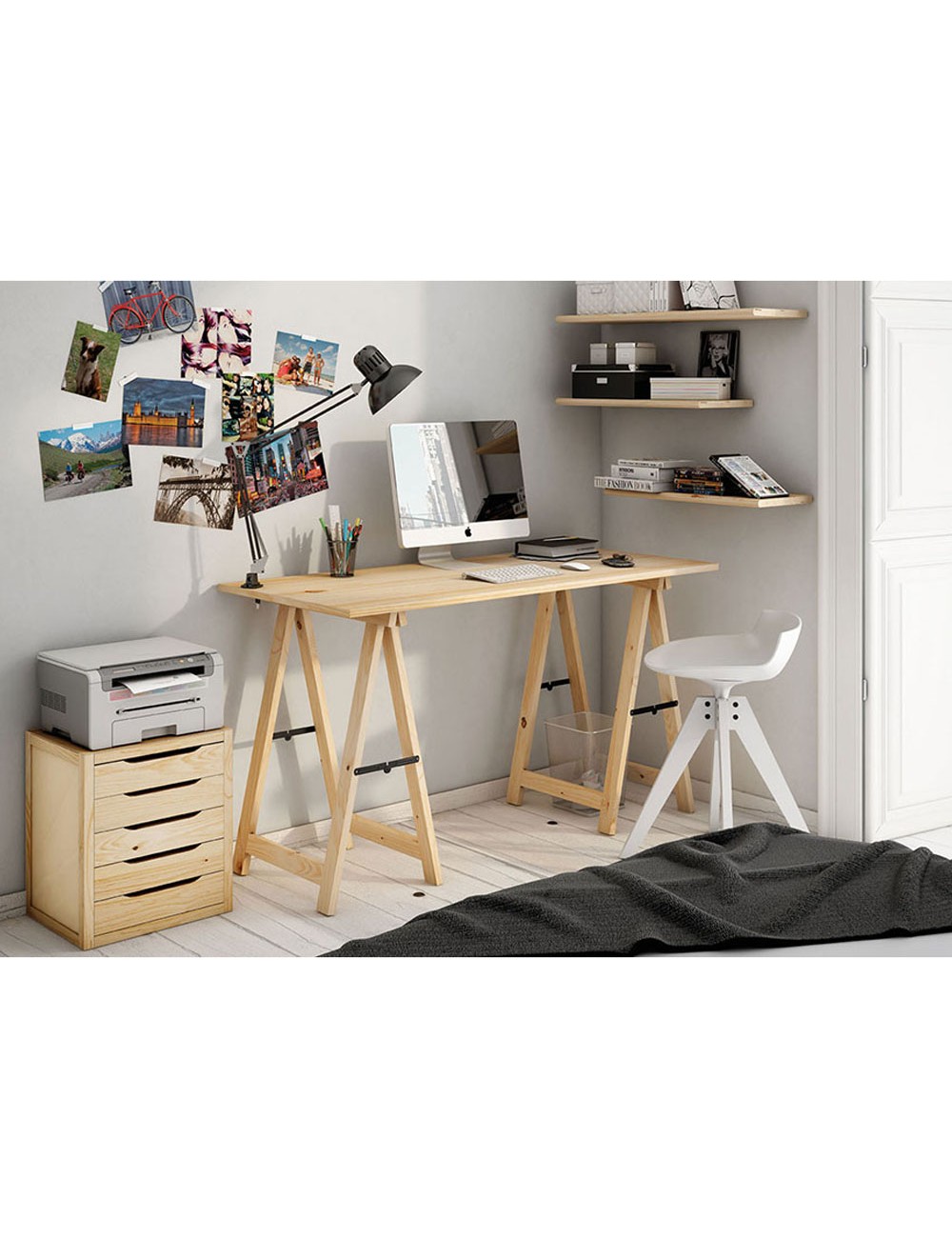 Tablero madera maciza de pino, 120x60x1,8cm astigarraga