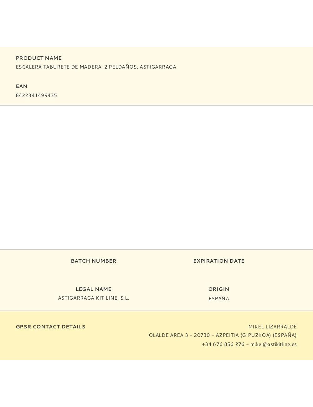 Escalera taburete de madera, 2 peldaños. astigarraga