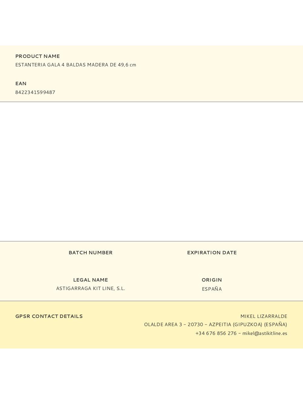 Estanteria gala 4 baldas madera de 49,6 x 25 x 120,7 cm