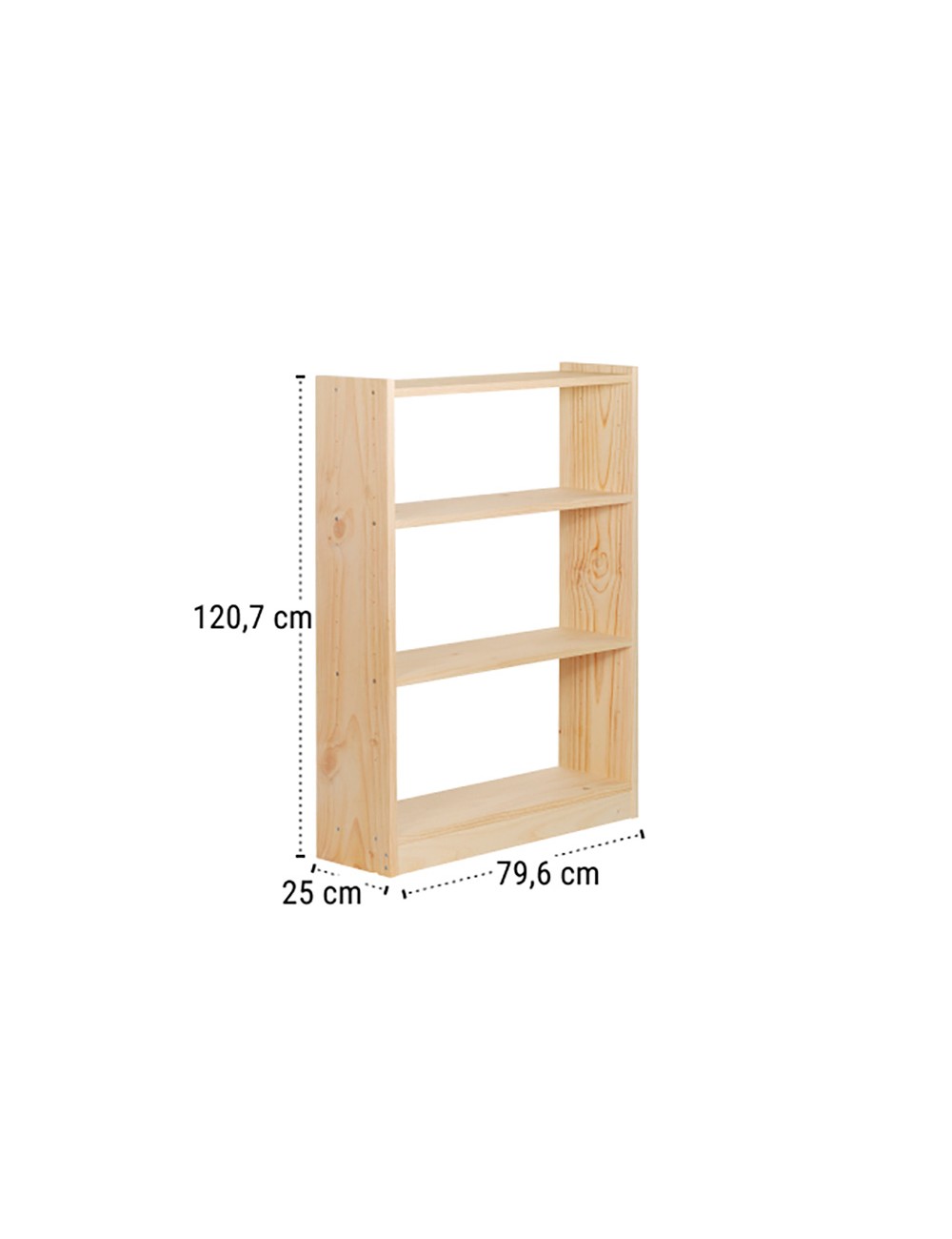 Estanteria gala 4 baldas madera de 79,6 x 25 x 120,7 cm