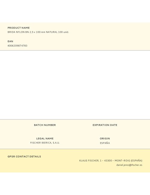 Brida nylon bn 2,5 x 100 mm natural 100 unid.